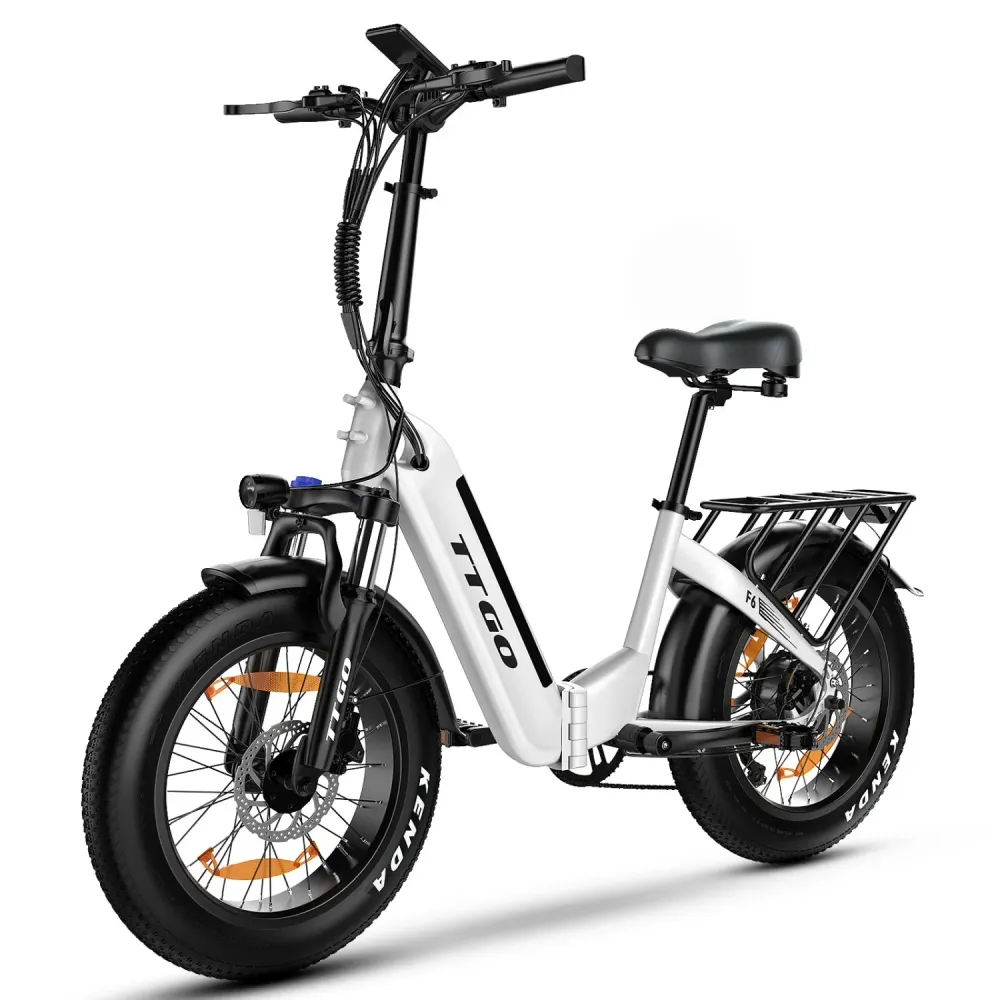 TTGO F6 Vélo Électrique - Moteur 250W Batterie 36V25AH Pneus de 20 Pouces Freins Hydrauliques – Blanc