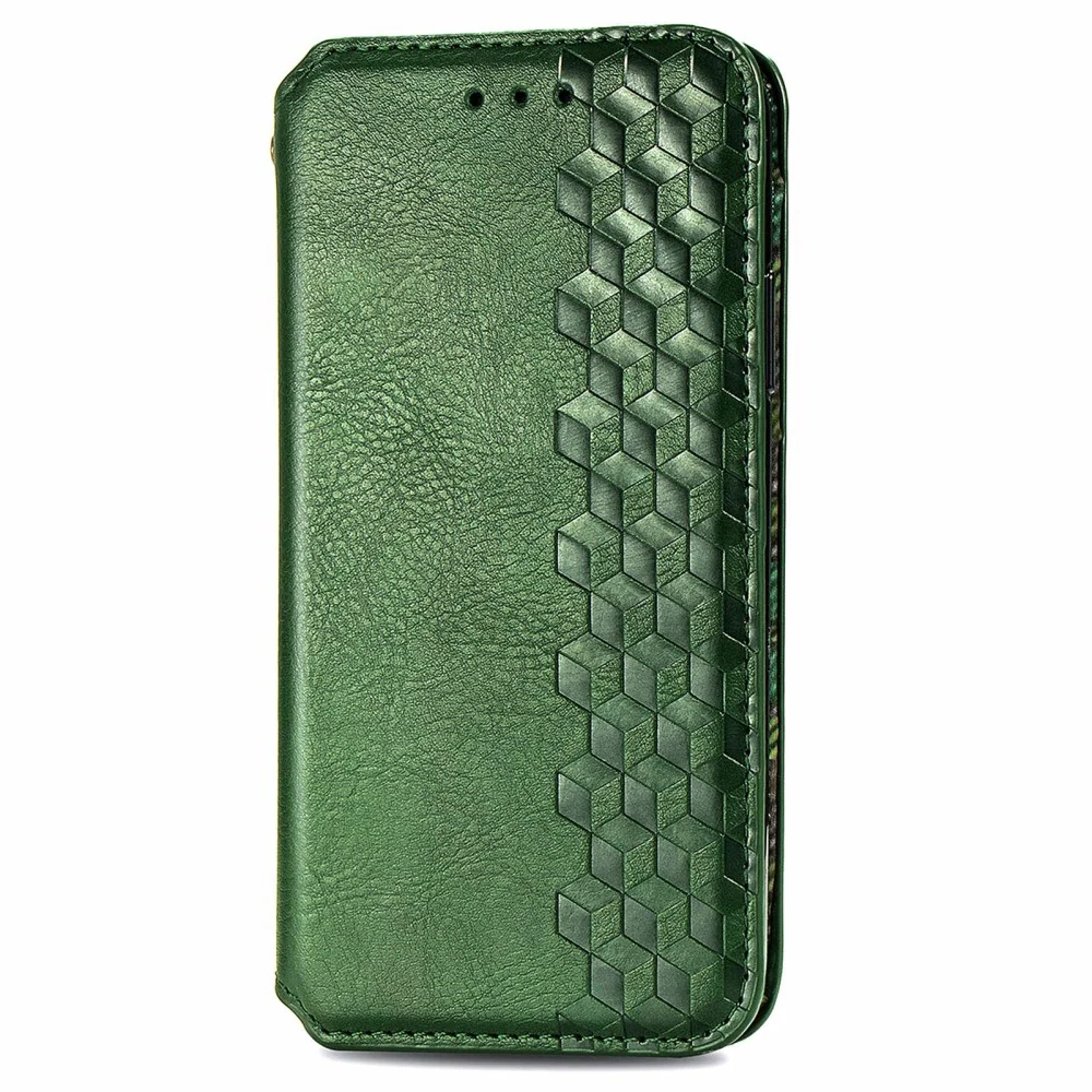 Étui en cuir avec une élégante empreinte de losange pour Motorola Moto G84 - Verte