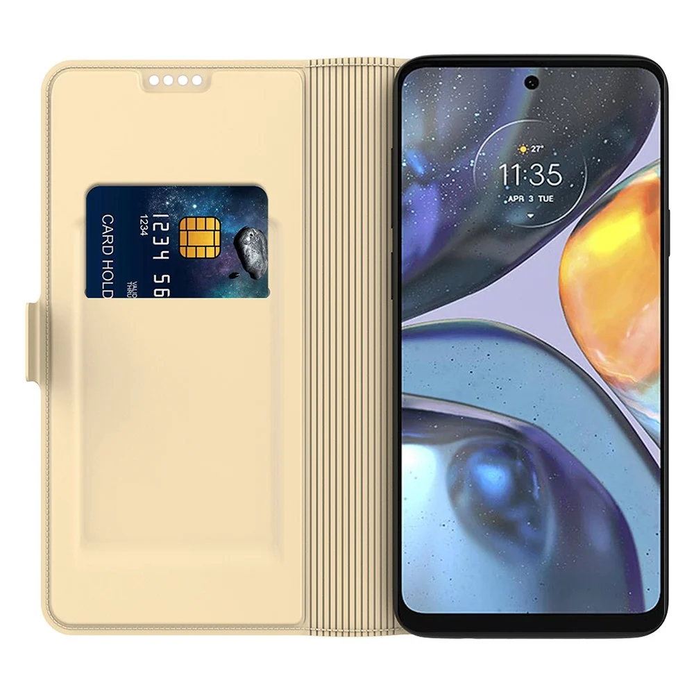 Étui en cuir synthétique haut de gamme lisse et fin pour Motorola Moto G06 / Motorola Moto G06 Power - D’Or