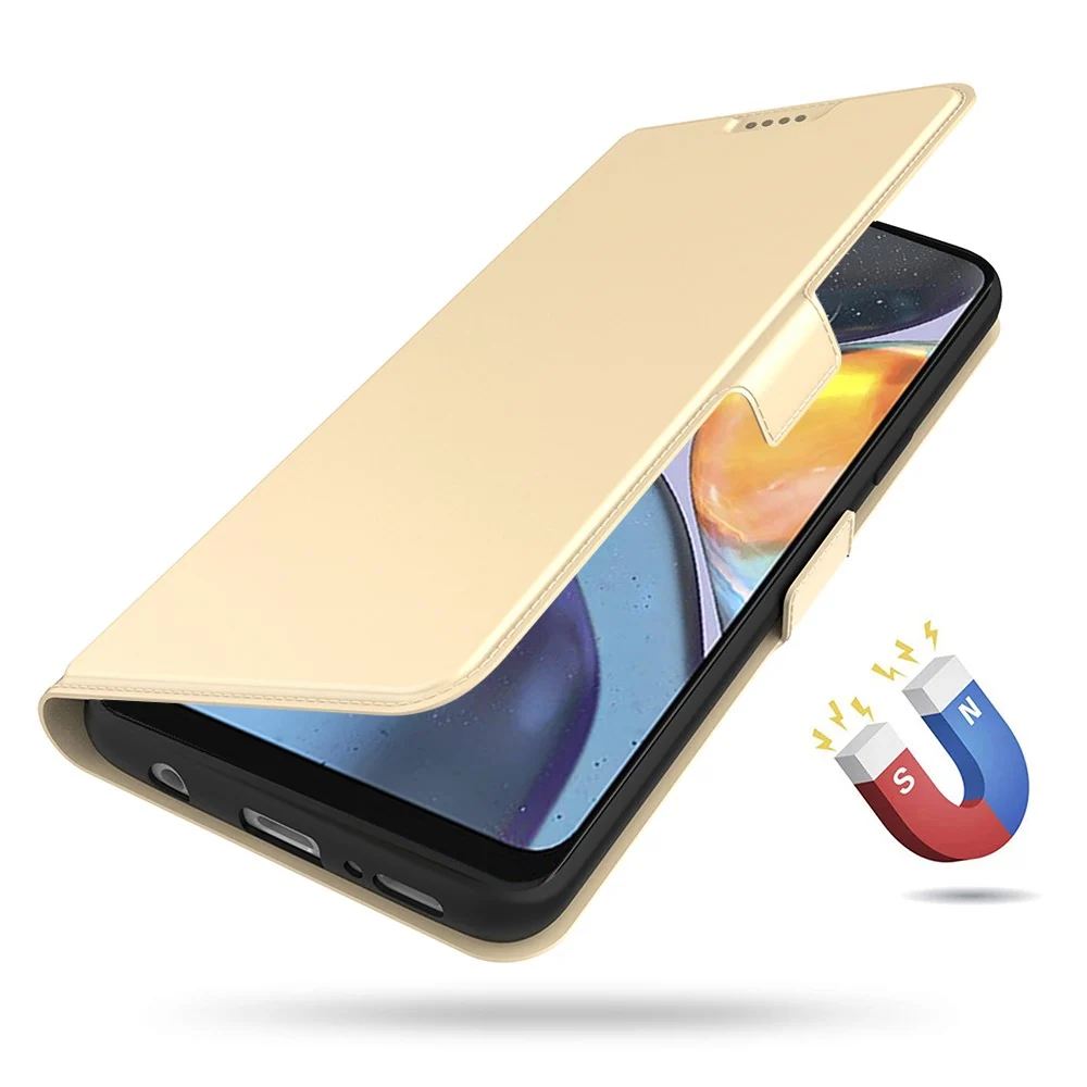 Étui en cuir synthétique haut de gamme lisse et fin pour Motorola Moto G06 / Motorola Moto G06 Power - D’Or