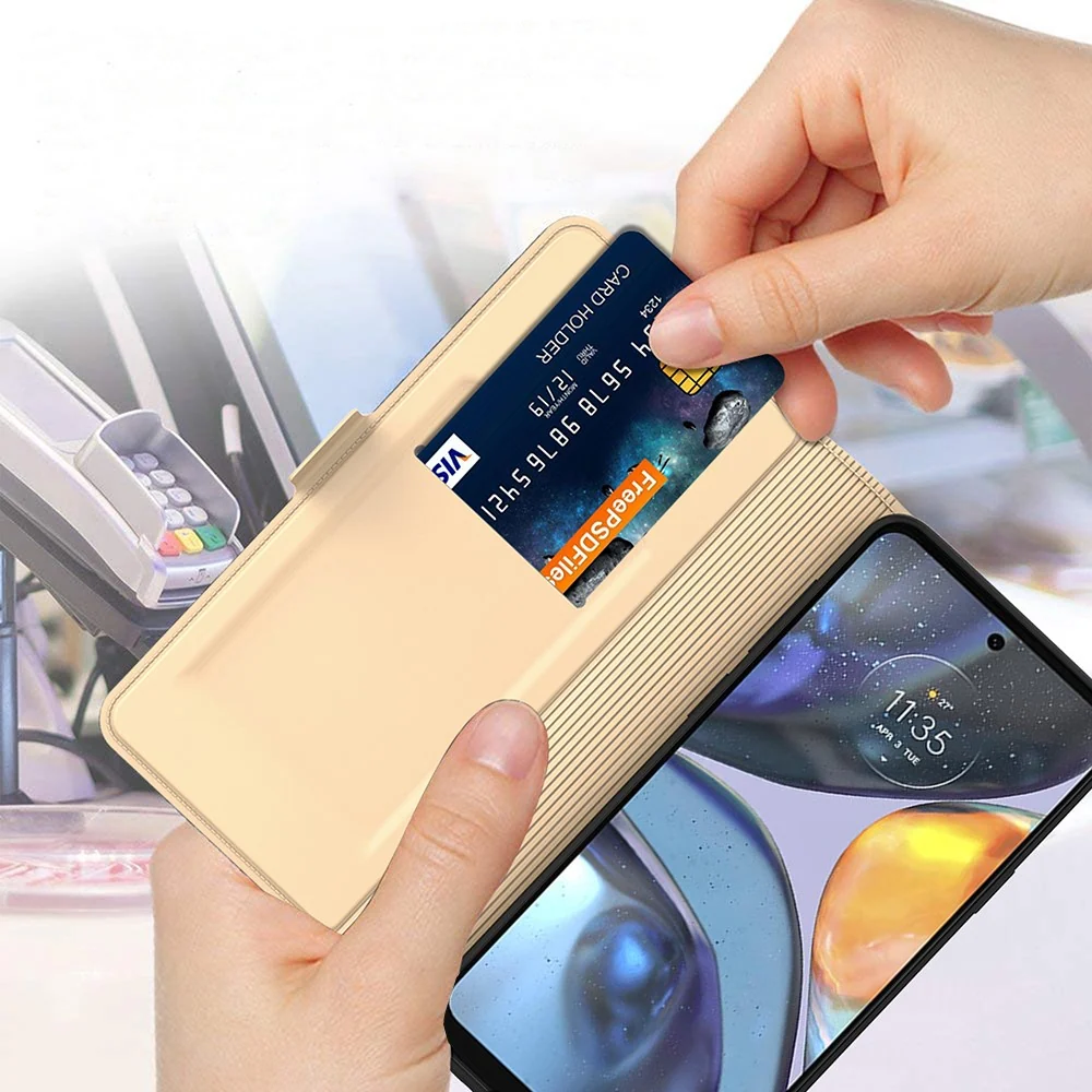 Étui en cuir synthétique haut de gamme lisse et fin pour Motorola Moto G06 / Motorola Moto G06 Power - D’Or