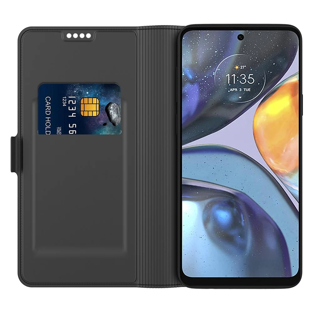 Étui en cuir synthétique haut de gamme lisse et fin pour Motorola Moto G06 / Motorola Moto G06 Power - Noire