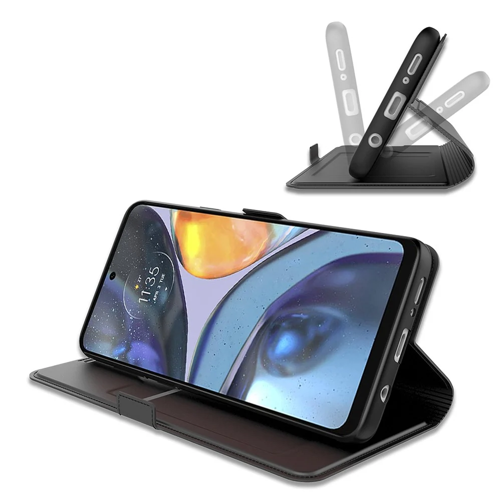 Étui en cuir synthétique haut de gamme lisse et fin pour Motorola Moto G06 / Motorola Moto G06 Power - Noire