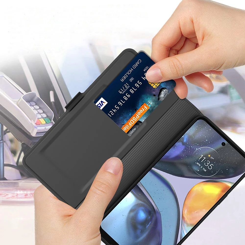Étui en cuir synthétique haut de gamme lisse et fin pour Motorola Moto G06 / Motorola Moto G06 Power - Noire