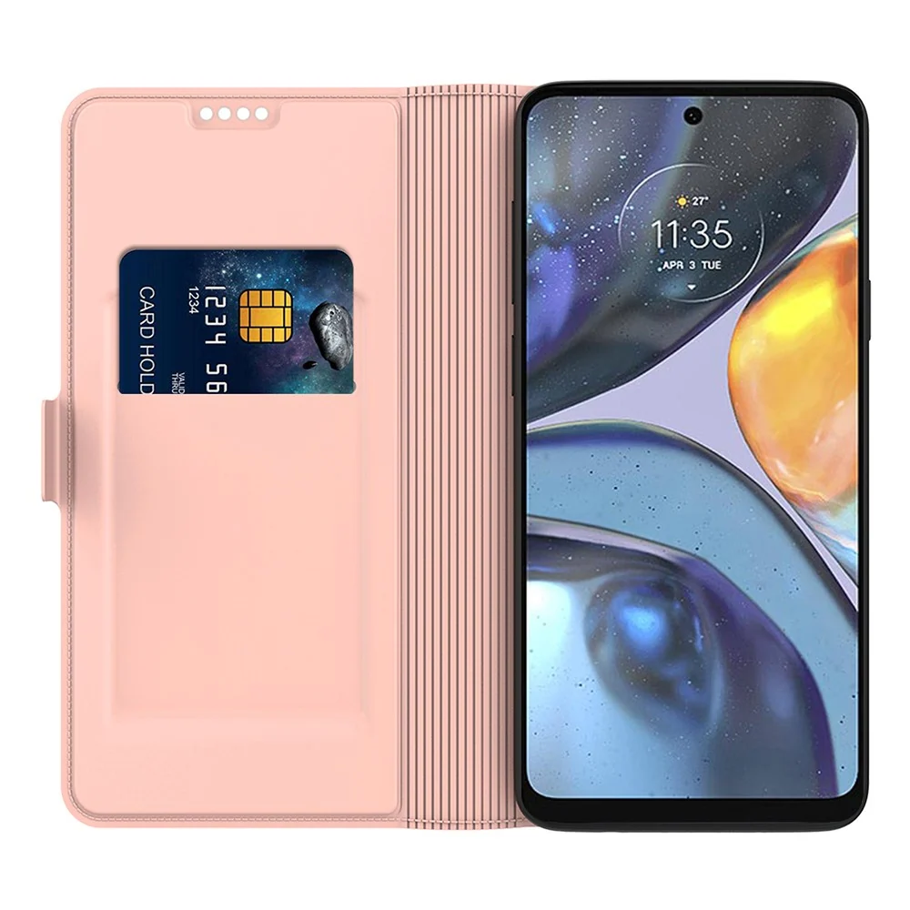 Étui en cuir synthétique haut de gamme lisse et fin pour Motorola Moto G06 / Motorola Moto G06 Power - Or Rose
