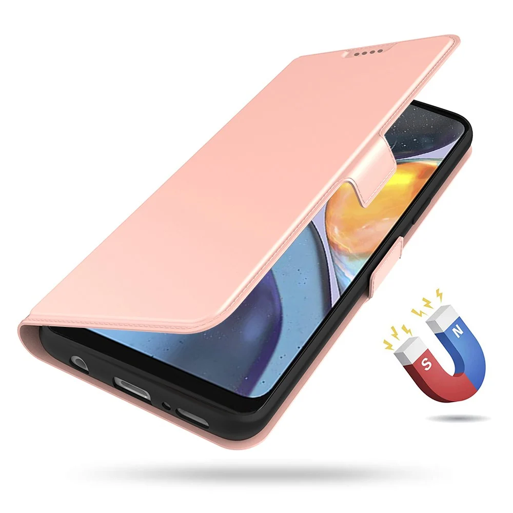 Étui en cuir synthétique haut de gamme lisse et fin pour Motorola Moto G06 / Motorola Moto G06 Power - Or Rose