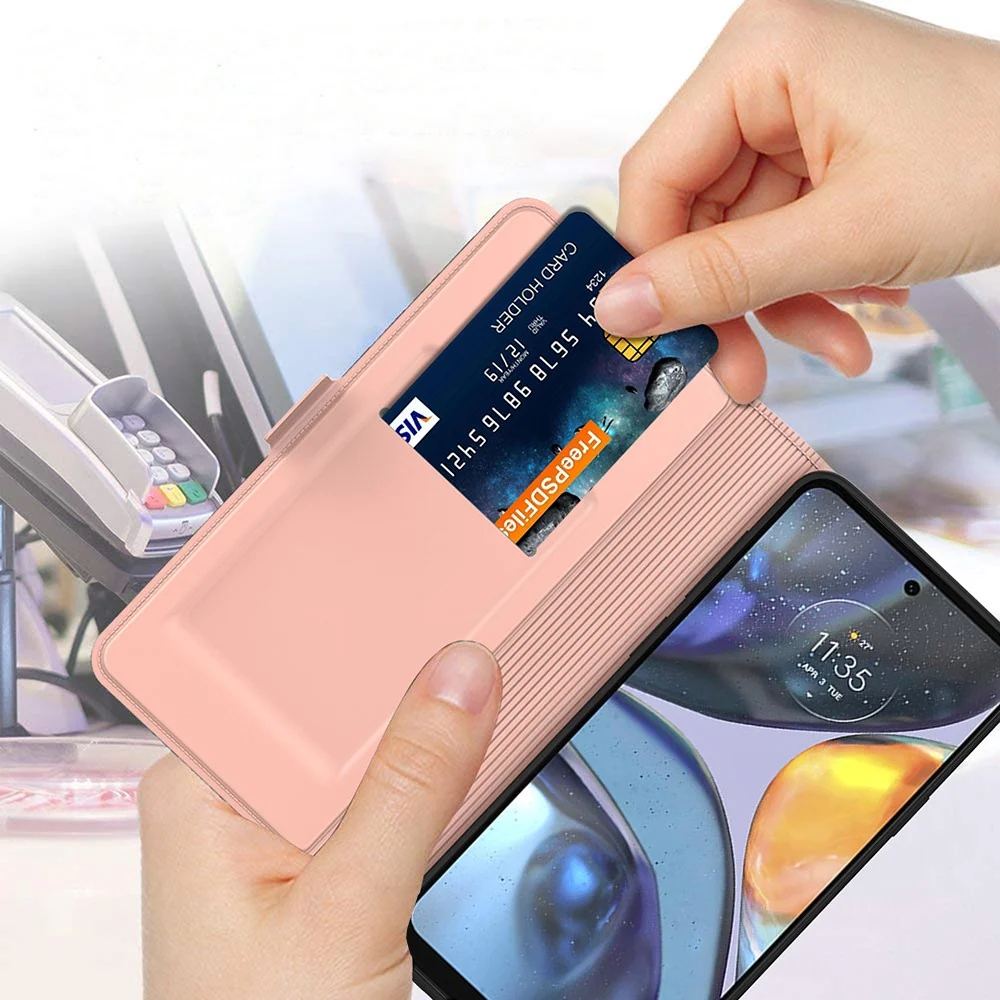 Étui en cuir synthétique haut de gamme lisse et fin pour Motorola Moto G06 / Motorola Moto G06 Power - Or Rose