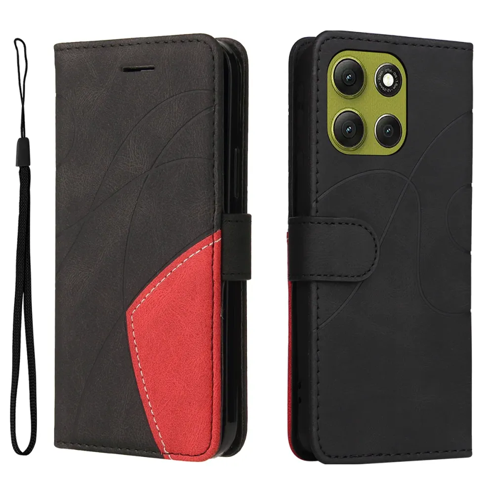 Étui en cuir texturé avec sangle pour Motorola Moto G86 / Motorola Moto G86 Power - Noire