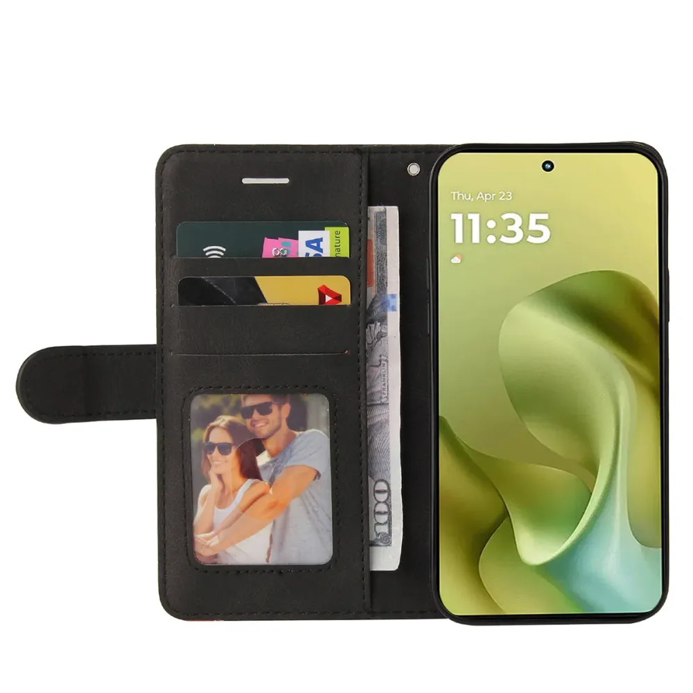 Étui en cuir texturé avec sangle pour Motorola Moto G86 / Motorola Moto G86 Power - Noire