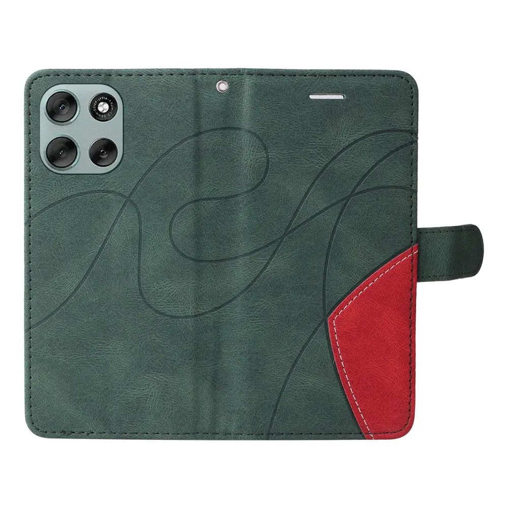 Étui en cuir texturé avec sangle pour Motorola Moto G56 - Verte