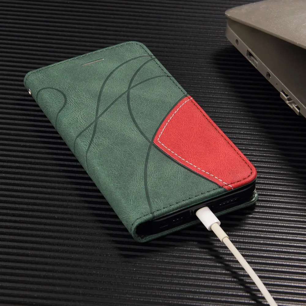 Étui en cuir texturé avec sangle pour Motorola Moto G56 - Verte