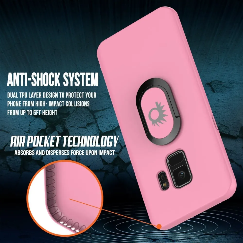 Étui Galaxy S9, Punkcase Magnetix Housse de protection en TPU avec béquille, support de poignée en anneau et plaque métall...