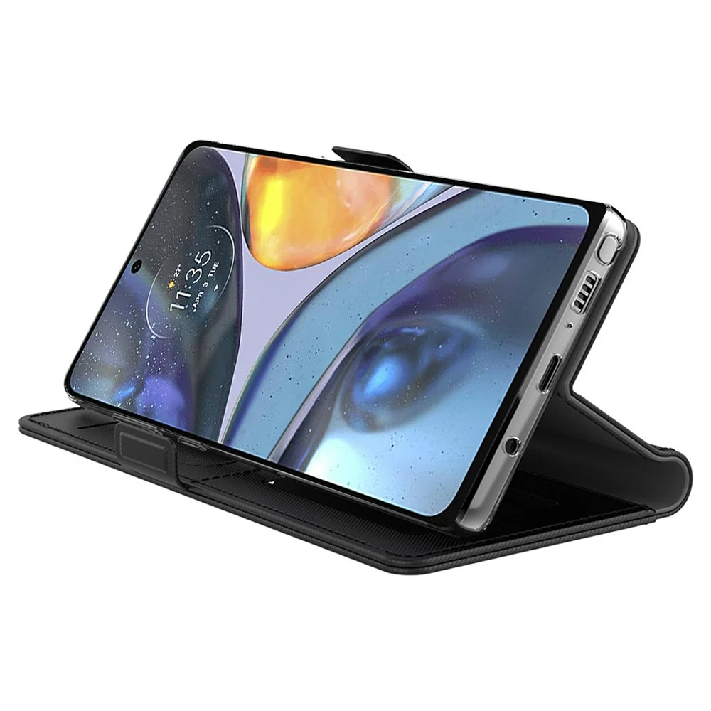 Étui de téléphone avec miroir de maquillage et design élégant pour Motorola Moto G56 - Bleue