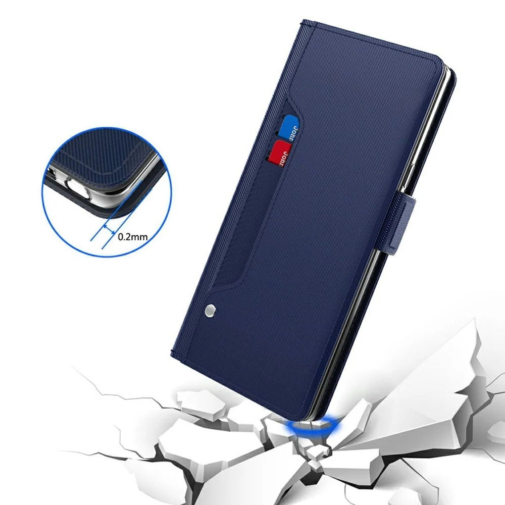 Étui de téléphone avec miroir de maquillage et design élégant pour Motorola Moto G56 - Bleue