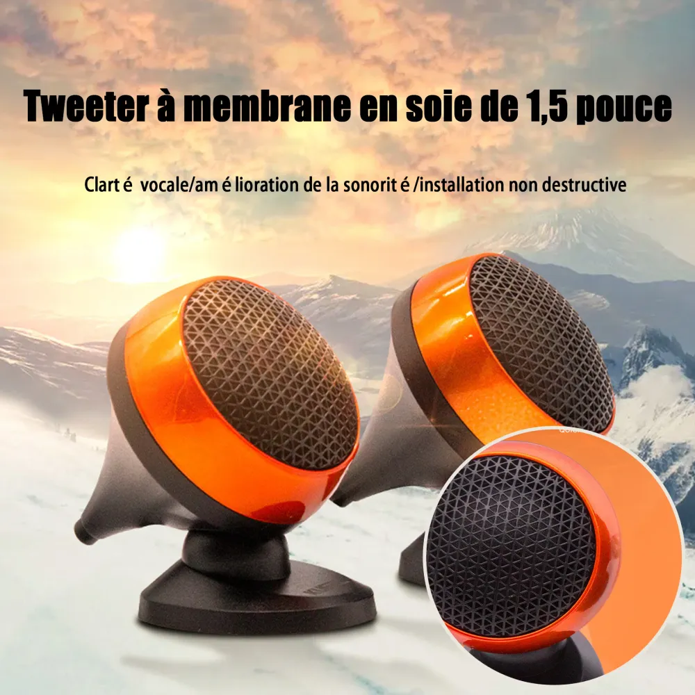 Tweeter haut-parleur 2pcs film de soie de 1.5 pouces audio de voiture tweeter de voiture haut-parleurs de voiture audio de...