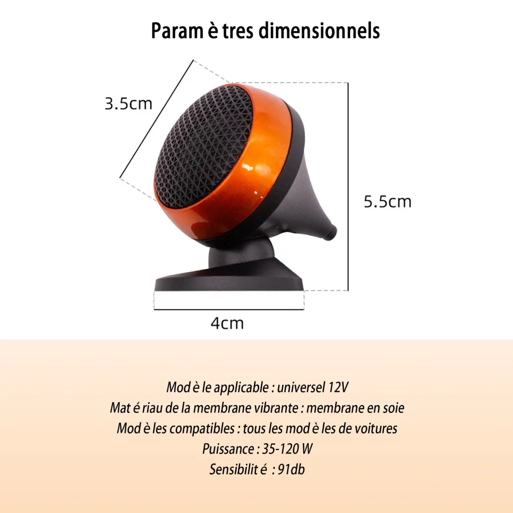 Tweeter haut-parleur 2pcs film de soie de 1.5 pouces audio de voiture tweeter de voiture haut-parleurs de voiture audio de...