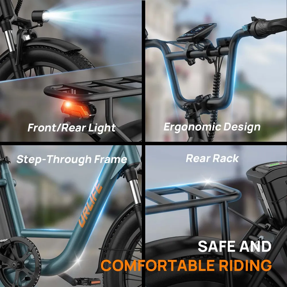 Vélo Électrique URLIFE E20 - Moteur 250W Batterie 48V 13Ah Pneus De 20 Pouces Freins à Disque - Vert