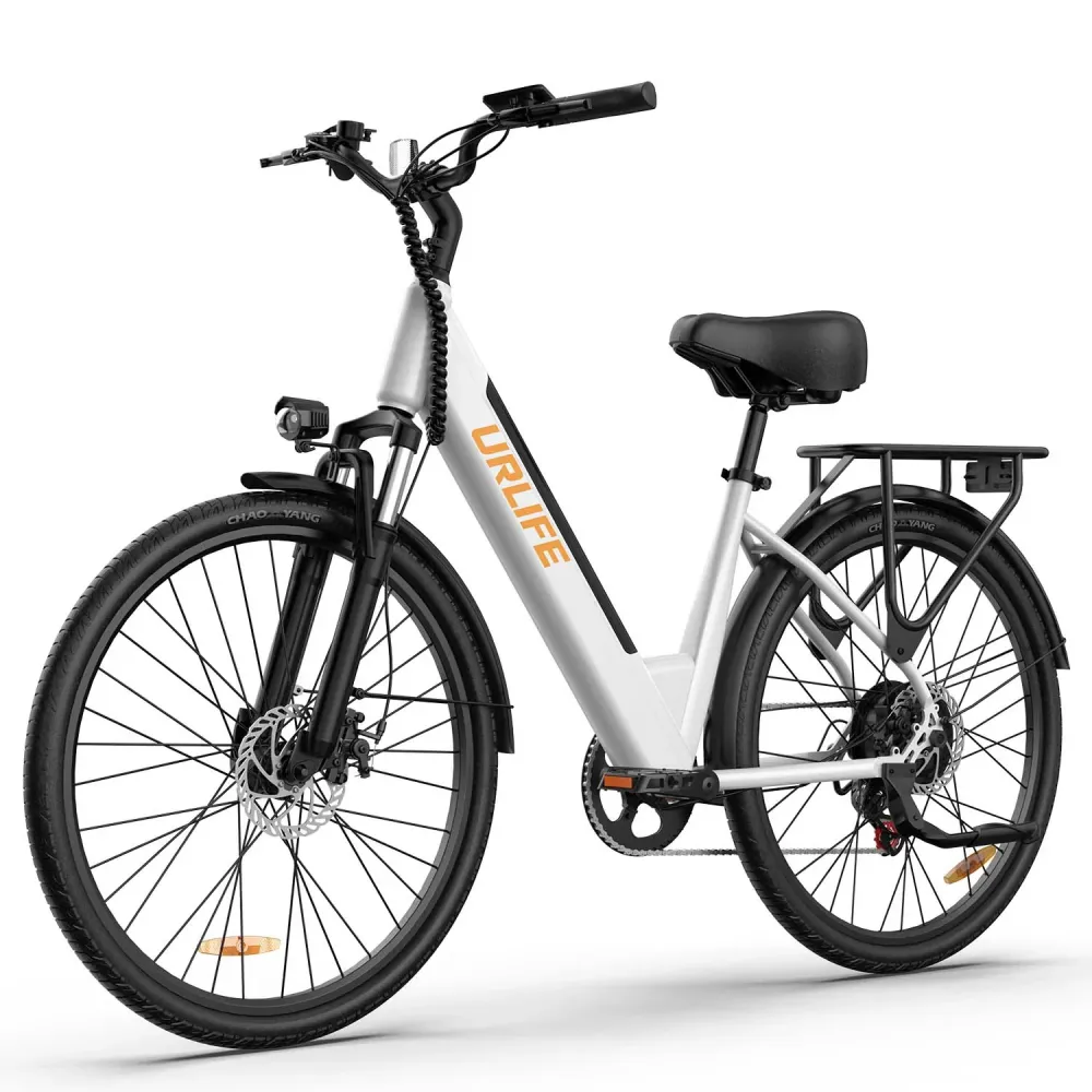 Vélo électrique URLIFE E26 - Moteur 250W Batterie 36V 13Ah Pneus De 26 Pouces Freins à Disque -Blanc