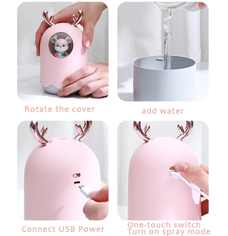TD® USB humidificateur maison bureau petit portable mignon animal de compagnie bureau nano fine brume voiture aromathérapi...