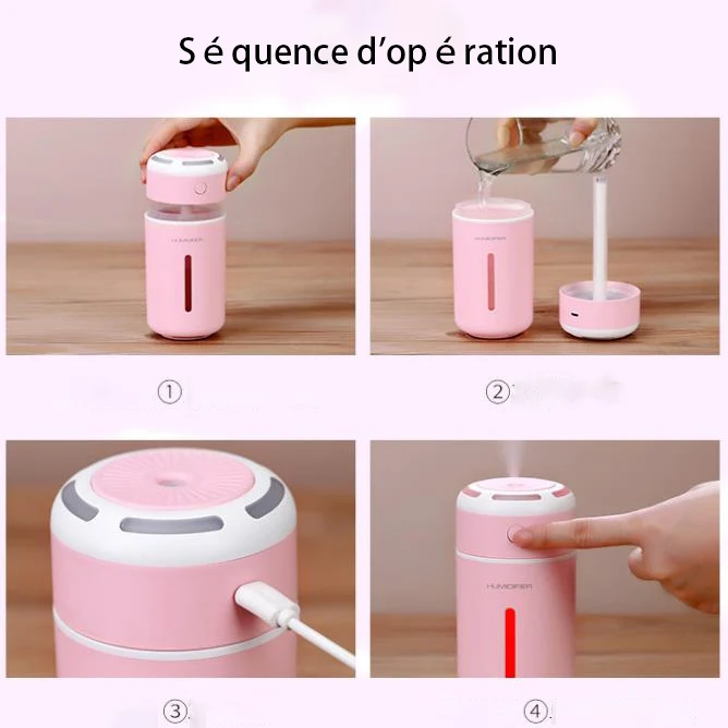 TD® USB petite voiture maison ultrasonique muet humidificateur veilleuse portable aromathérapie diffuseur chambre atomiseu...