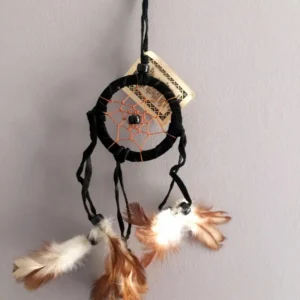 Attrape-rêves dreamcatcher noir en cuir et plumes pour voiture, caravane, etc... vendor-unknown