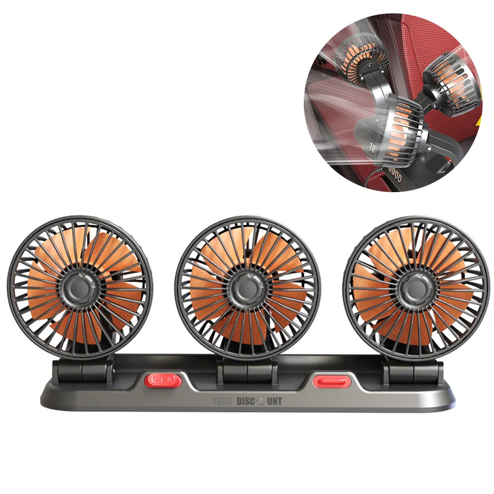 Ventilateur de voiture Réglage à 2 vitesses Rotation à 360 degrés Ajustement vers le haut et vers le bas Ventilateur à tro...