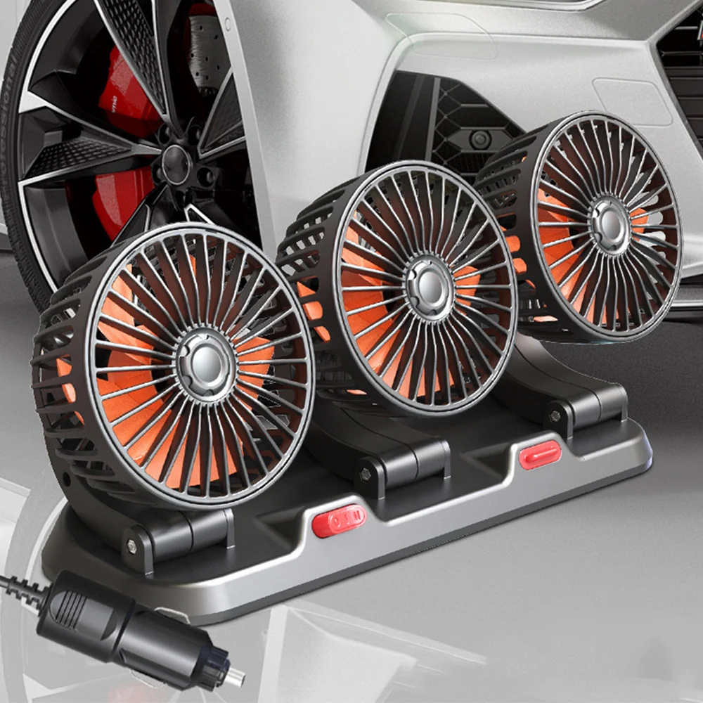 Ventilateur de voiture Réglage à 2 vitesses Rotation à 360 degrés Ajustement vers le haut et vers le bas Ventilateur à tro...