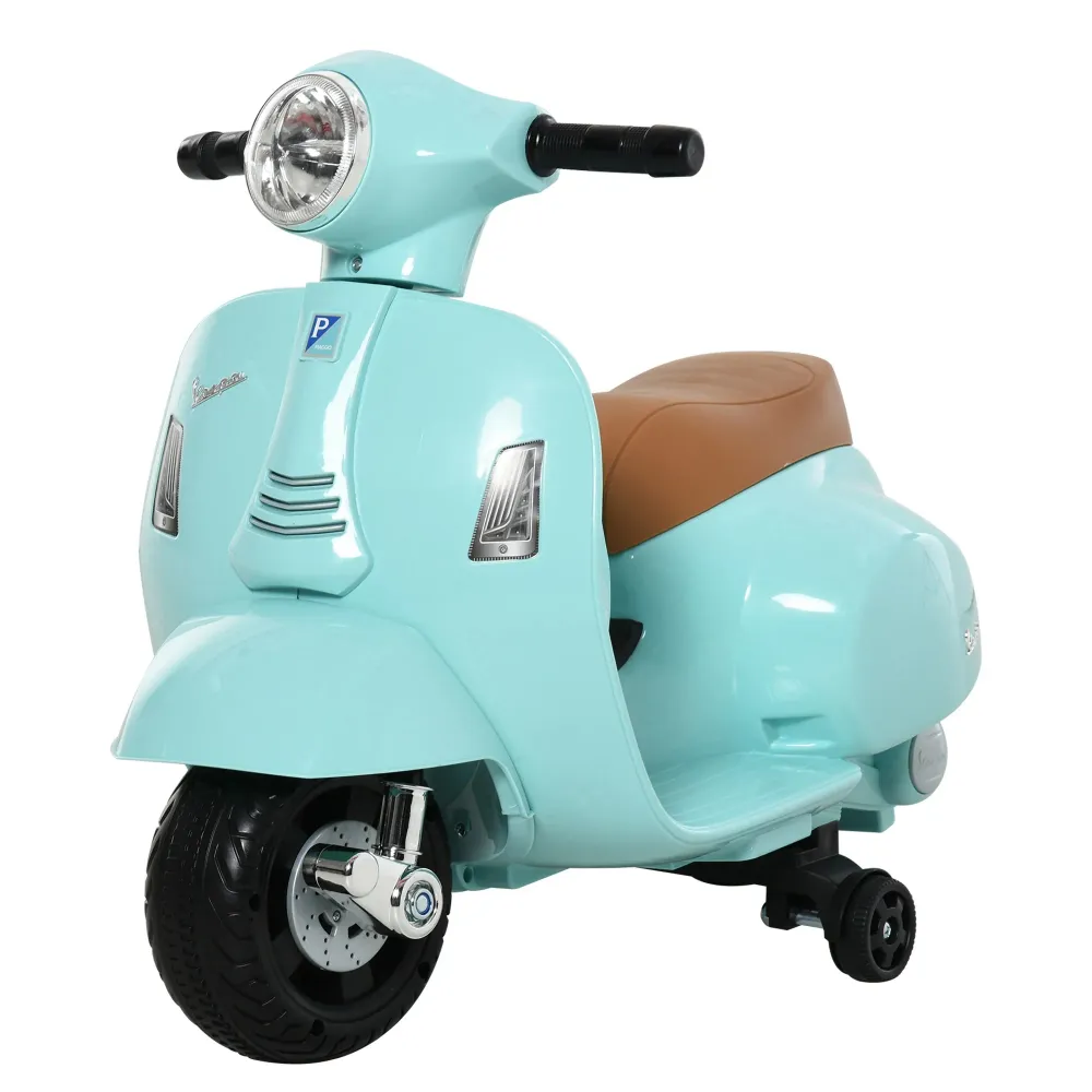 VESPA moto enfant véhicule électrique 18-36 mois 3 km/h lumière LED son PP plastique métal vert 66,5x38x52cm