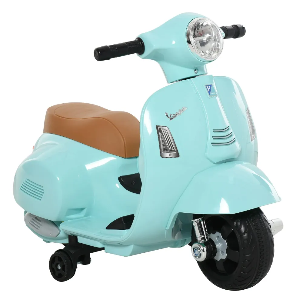 VESPA moto enfant véhicule électrique 18-36 mois 3 km/h lumière LED son PP plastique métal vert 66,5x38x52cm