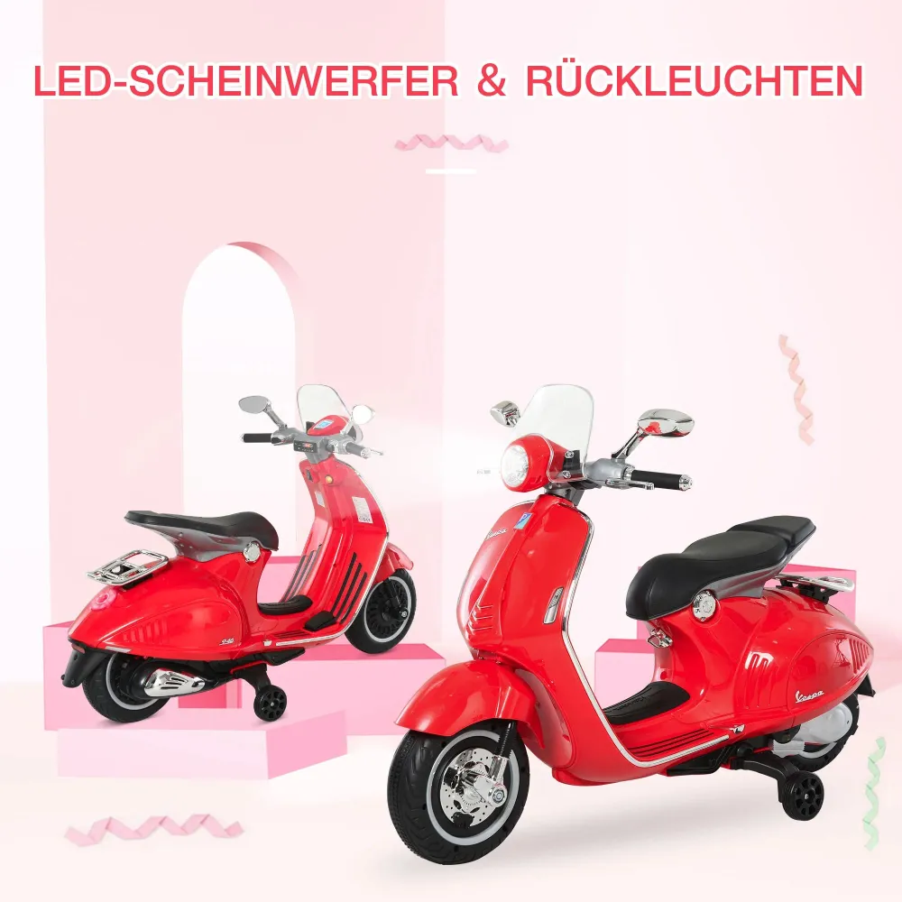 Véhicule pour enfants, moto électrique avec éclairage musical MP3, 3-6 ans, PP, rouge, 108x49x75cm