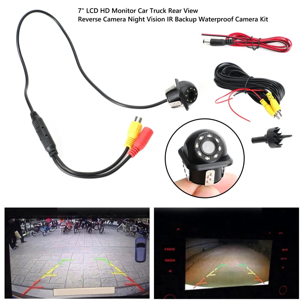 Vision nocturne 8 LED de caméra inverse de secours de vue arrière de voiture de 170掳 HD CMOS imperméable
