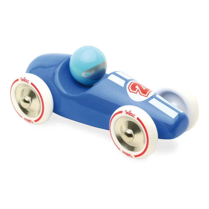Voiture en bois, Course - Grand modèle bleu - Vilac