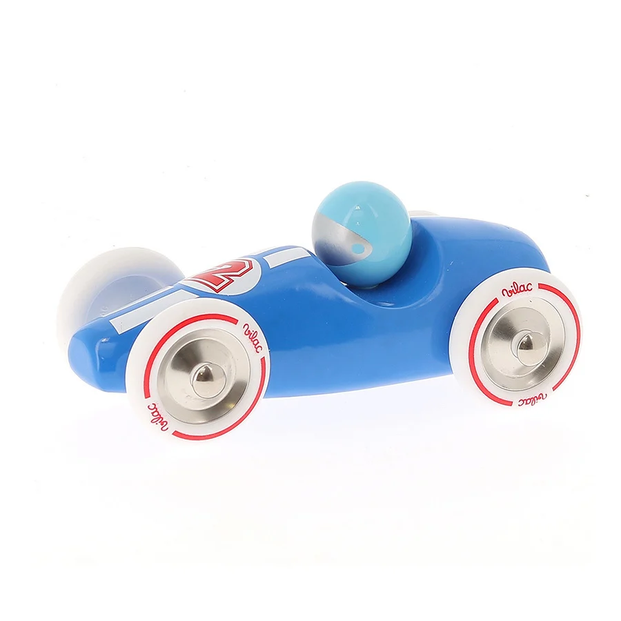 Voiture en bois, Course - Grand modèle bleu - Vilac