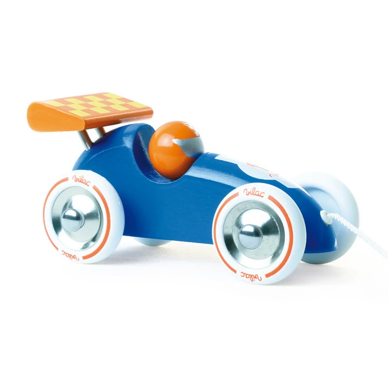 Voiture de course à traîner bleue et orange - Vilac