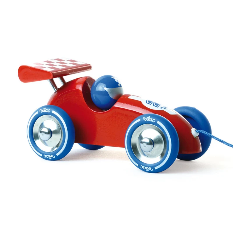 Voiture de course à traîner rouge et bleue - Vilac