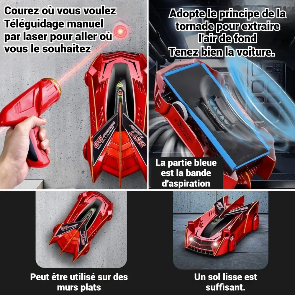 Voiture d'escalade murale Voiture télécommandée à gravité zéro Trois modes de conduite Voiture télécommandée roulant sur l...