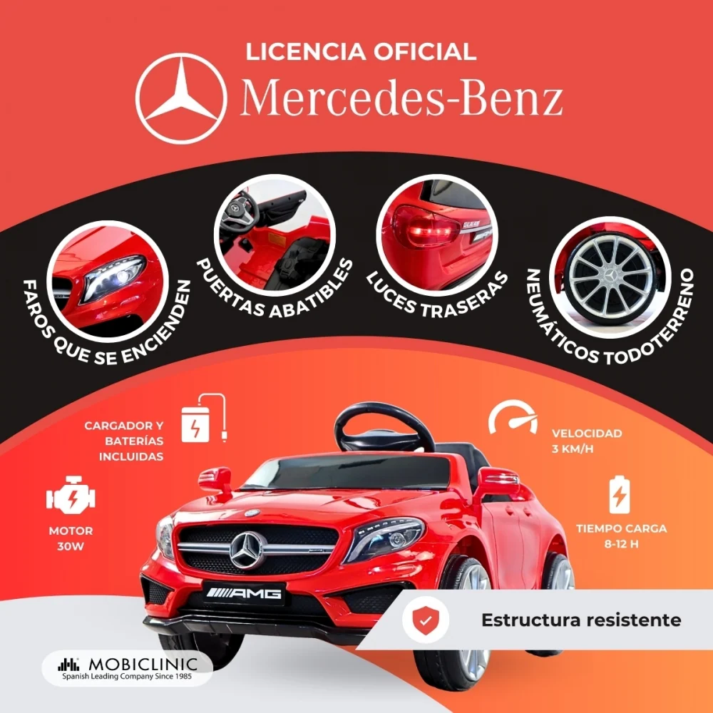 Voiture électrique pour enfants | Télécommande | Moteur 30W | 3 km/h | Puerto USB | Turbo | Mercedes Benz AMG | Mobiclinic