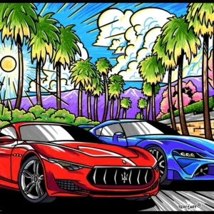 Voiture de luxe à Monaco - Voitures de sport en relief à colorier - Terciart