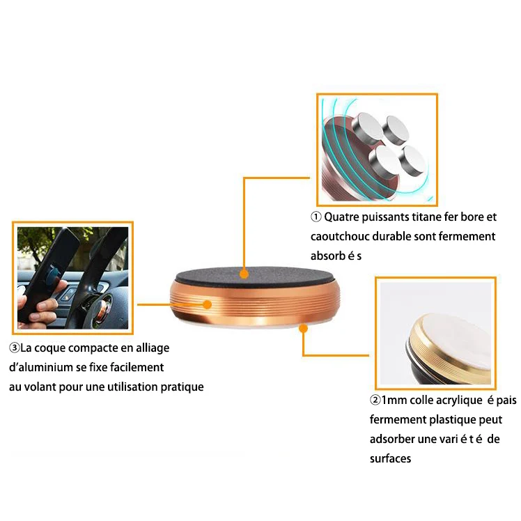 TD® Voiture Navigation Autocollant Universel Support De Voiture Adsorption Magnétique Volant Support De Téléphone De Voitu...