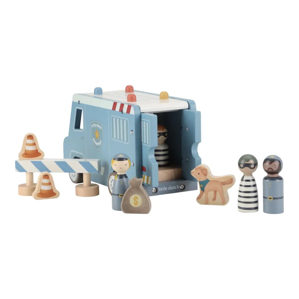 Voiture de police en bois – Bleu – Essentials