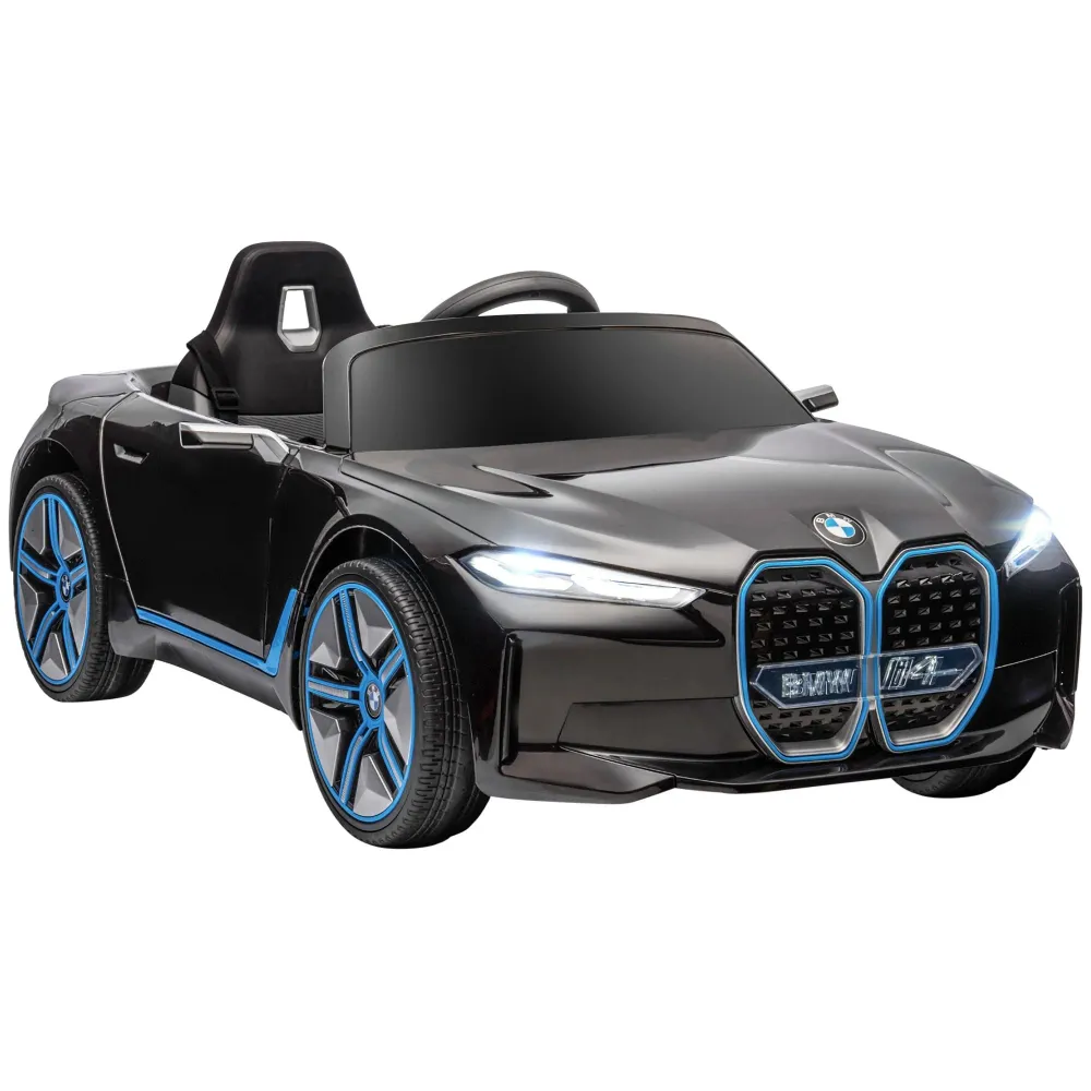 Voiture pour enfants, batterie rechargeable, 3-5 km/h, avec télécommande, lecteur multimédia, noire