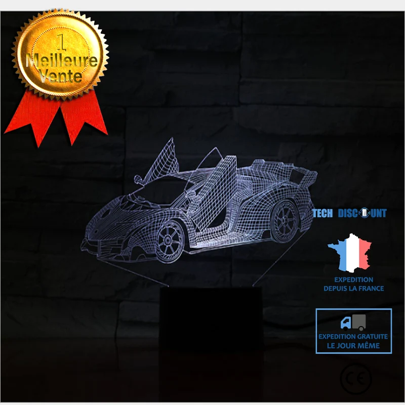 TD® Voiture de sport 3D touch 7 couleurs