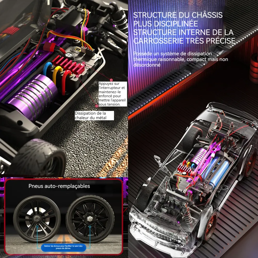 Voiture télécommandée 1:16 1500mAh voiture télécommandée grande vitesse quatre roues motrices télécommande à vitesse varia...