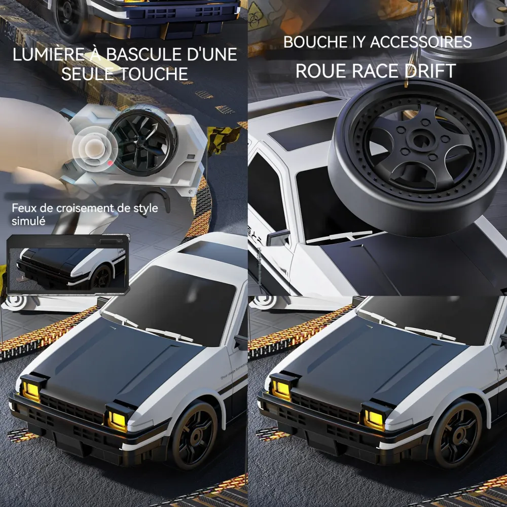Voiture télécommandée 19,5x8,3x5,8cm voiture électrique télécommandée rc à vitesse variable 4WD drifting lighted toy car v...