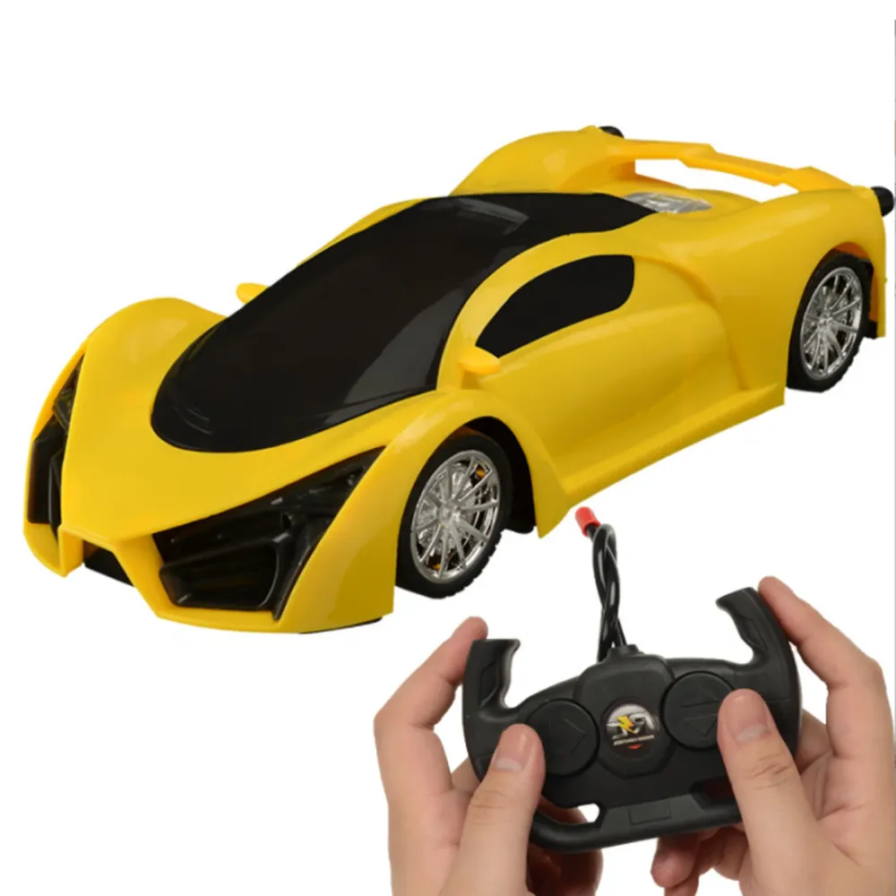 TD® Voiture télécommandée de simulation à quatre voies avec voiture télécommandée sans fil électrique jaune clair pour enf...