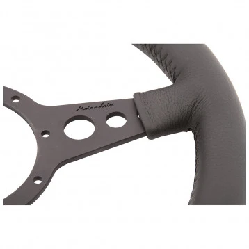VOLANT, MOTO-LITA Mk4, JANTE EN CUIR 14", RAYONS NOIR, TROUS, PLAT