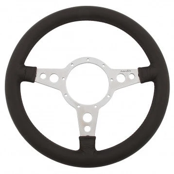 VOLANT, MOTO-LITA Mk4, JANTE EN CUIR 13", RAYONS POLI, TROUS, PLAT