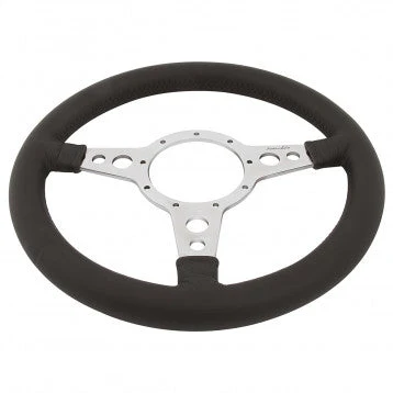 VOLANT, MOTO-LITA Mk4, JANTE EN CUIR 13", RAYONS POLI, TROUS, PLAT