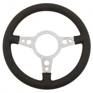 VOLANT, MOTO-LITA Mk4, JANTE EN CUIR 14", RAYONS POLI, TROUS, PLAT