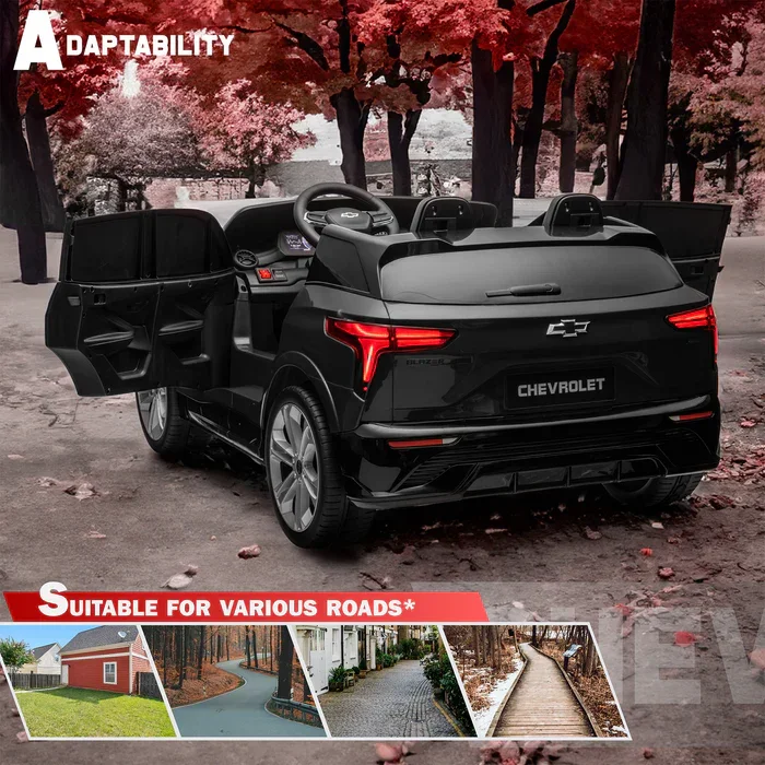 Voltz Toys® Chevrolet Blazer 24 V, voiture 2 places pour enfants avec télécommande, portes ouvrantes, lumières LED et musique